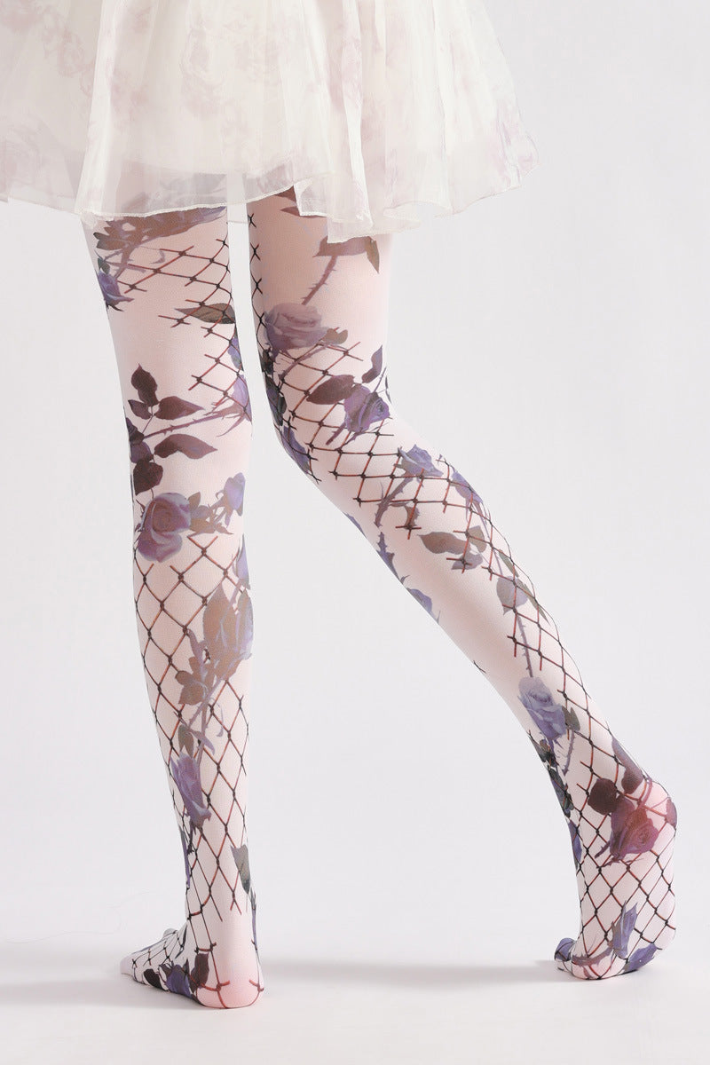Gothic Dark Rose Tights-Grainvity