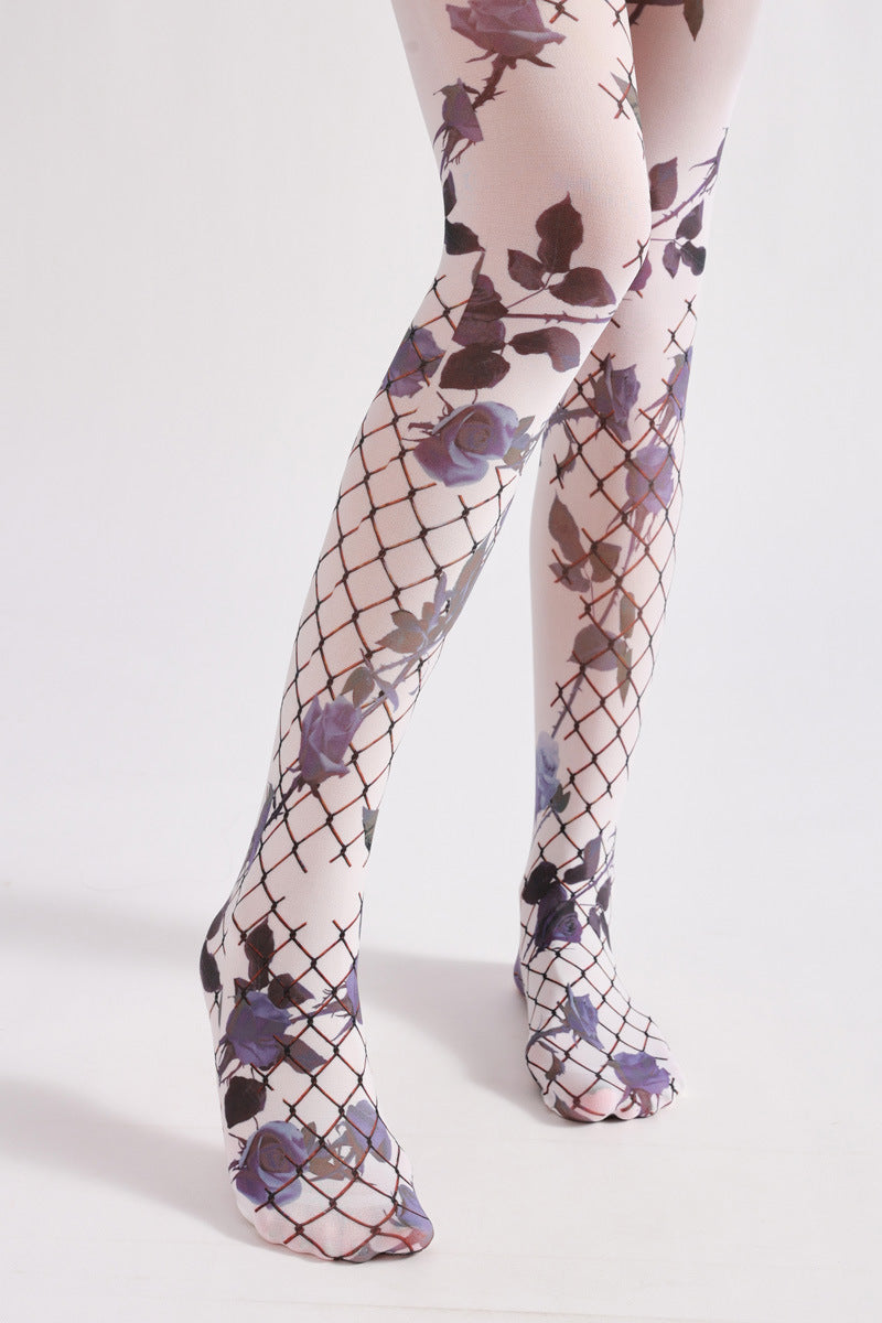 Gothic Dark Rose Tights-Grainvity