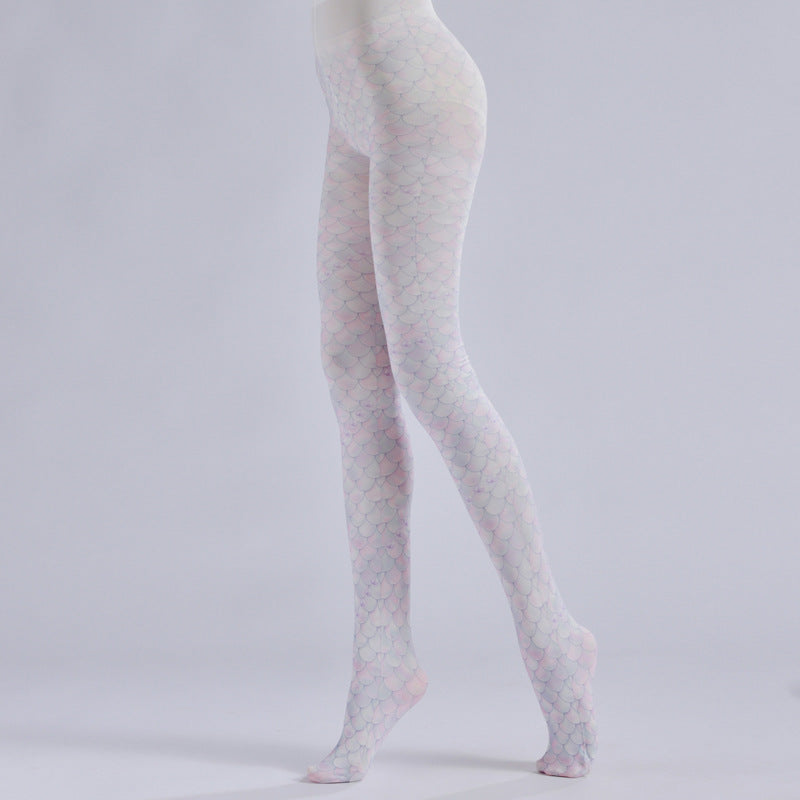 Mermaid Tights Pink Fish Scale Pattern-Grainvity