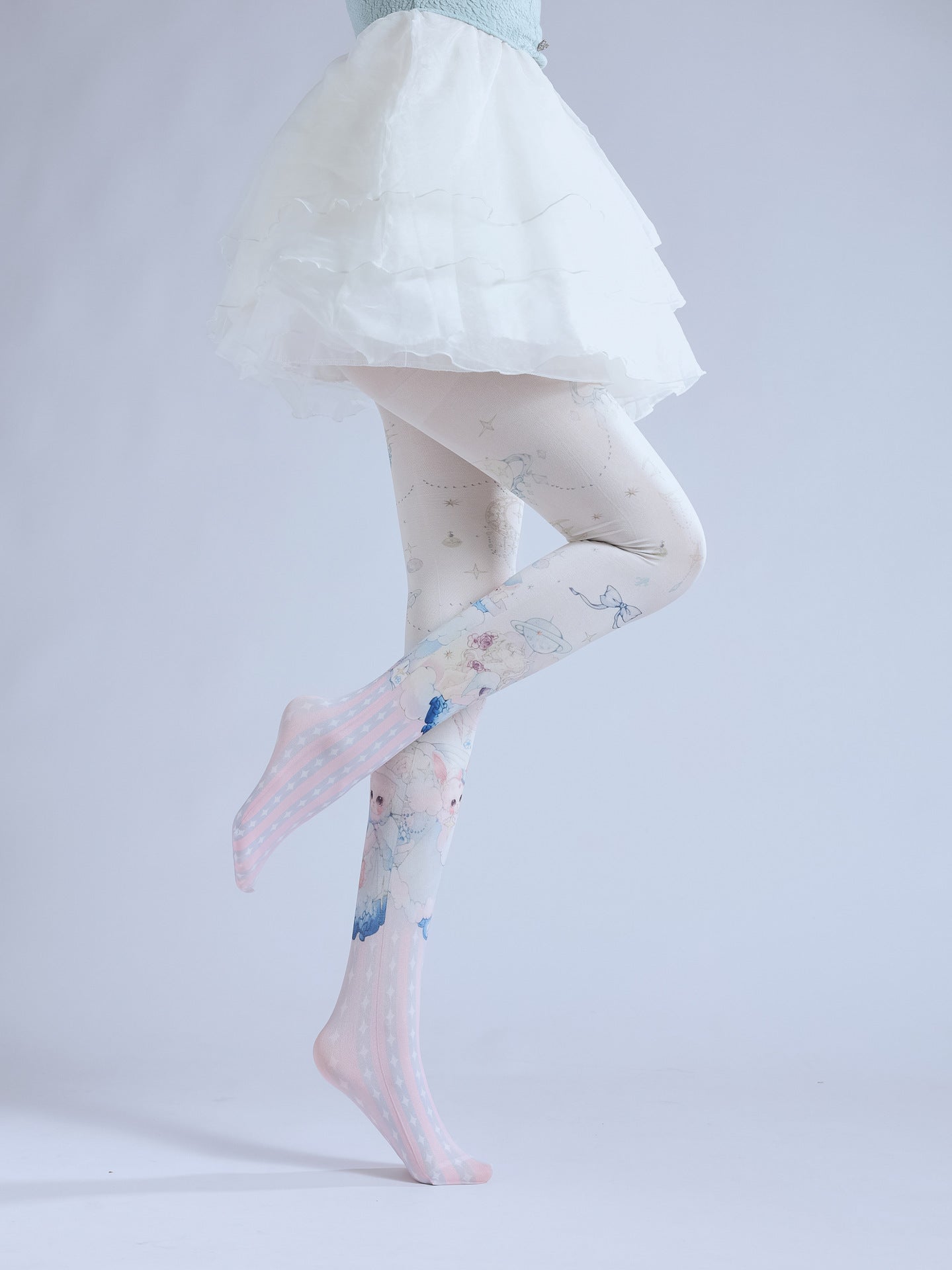 Japanese Lolita Women Tights Moon Print-Grainvity