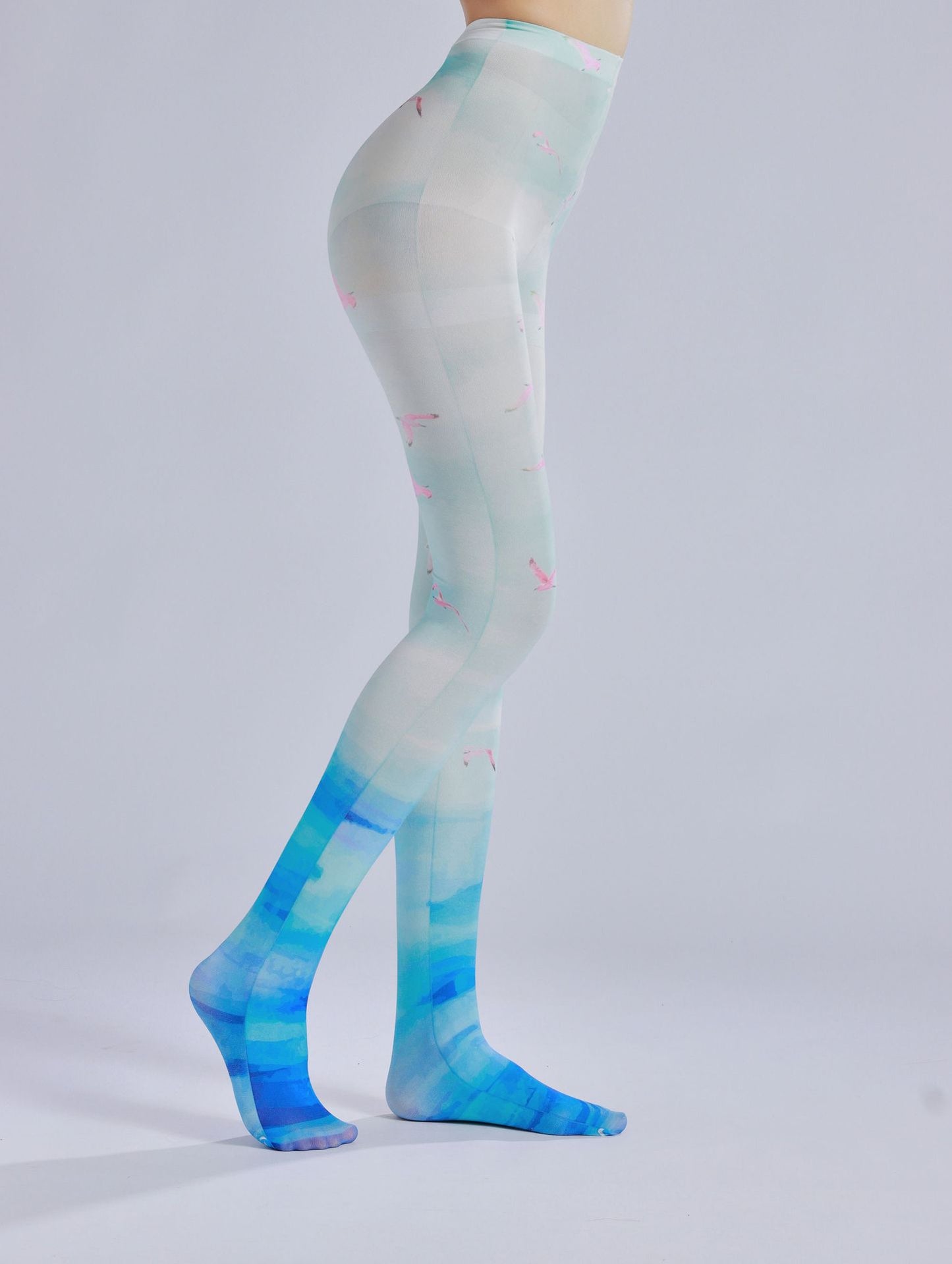 Blue Ocean Wild Bird Tights-Grainvity