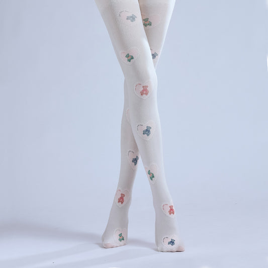 Teddy Bear Tights Velvet Stockings with high elasticity and shaping fit, suitable for events, cosplay, street style, and gifting girls at Christmas