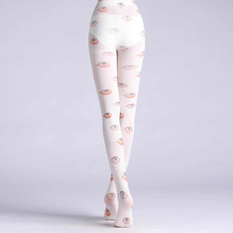 Funky Eye Printed Tights-Grainvity