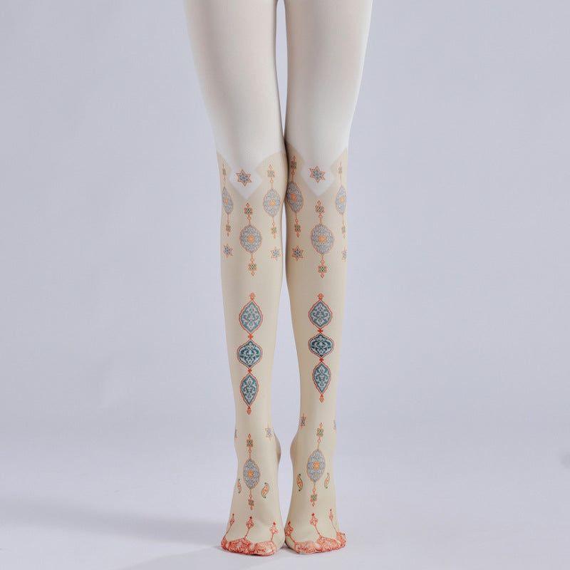 Medieval Patterned Women Tights-Grainvity