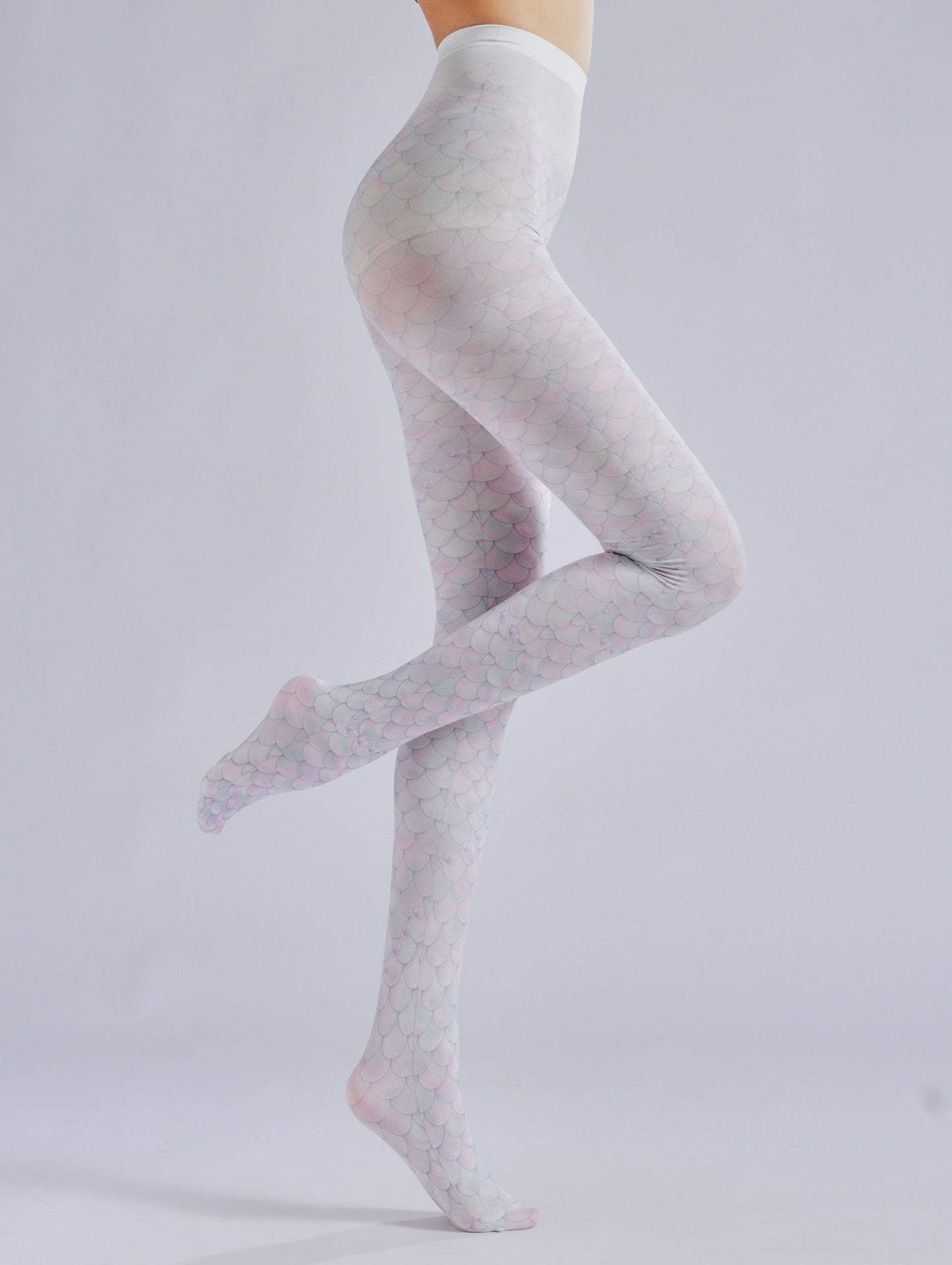 Mermaid Tights Pink Fish Scale Pattern-Grainvity