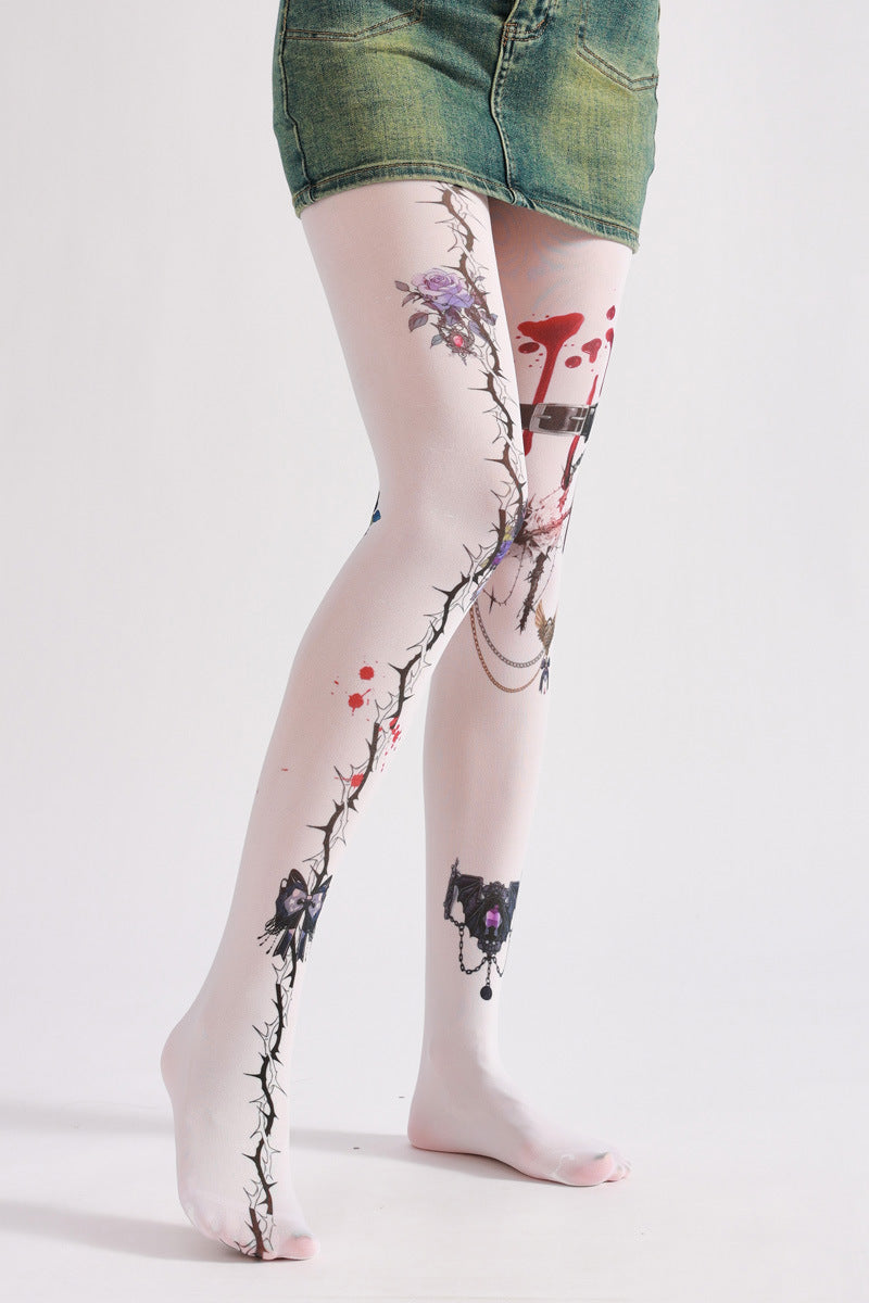 Rose Gothic Tights-Grainvity