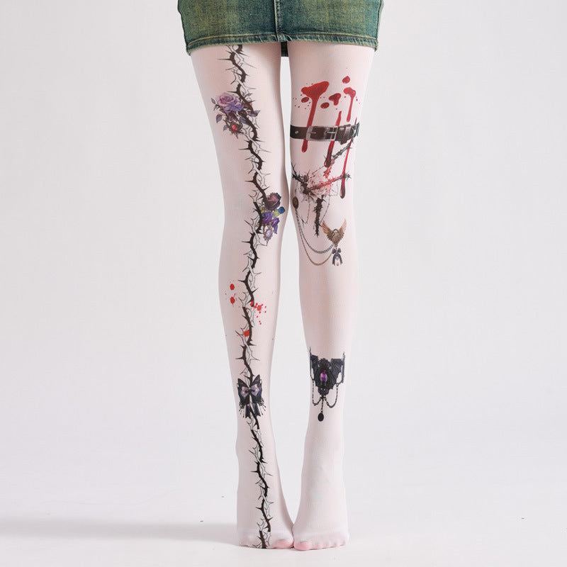 Rose Gothic Tights-Grainvity