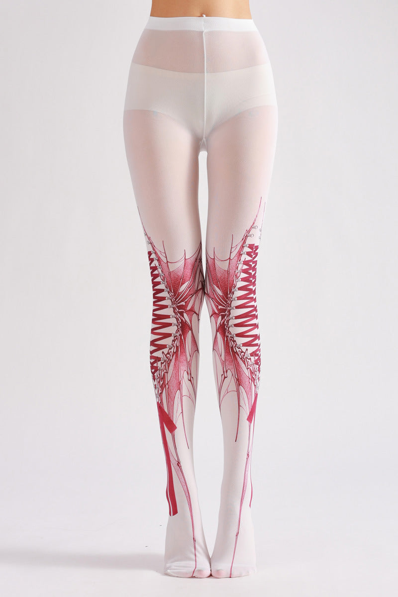 Halloween Gothic Strapped Tights-Grainvity