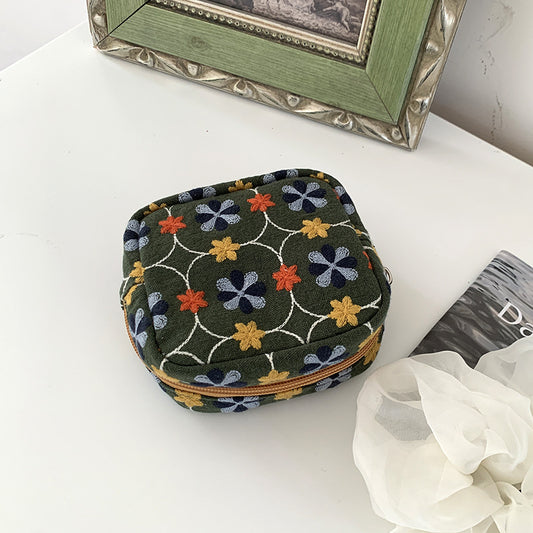 Embroidered mini pouch for coins and keys
