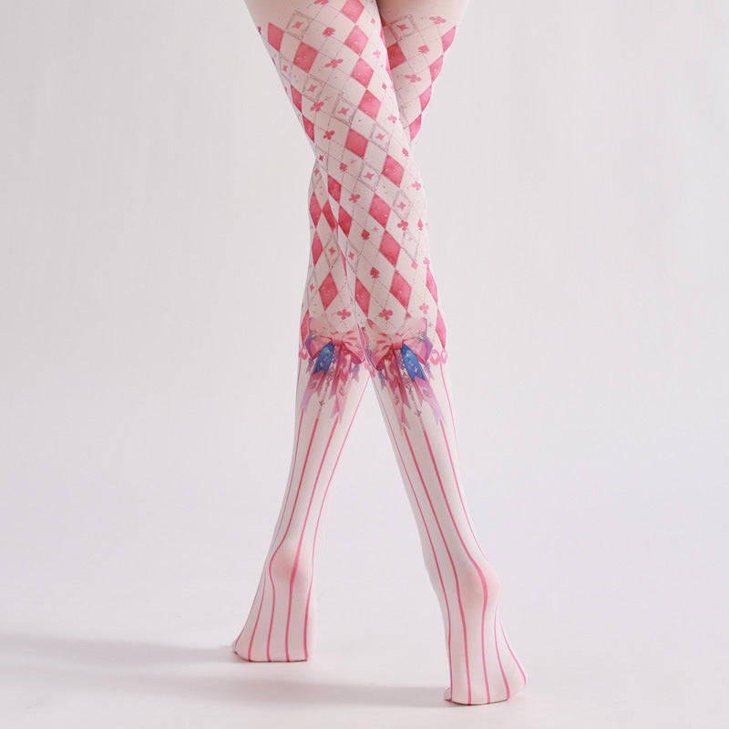 Lolita Bow Knot Pink Tights-Grainvity