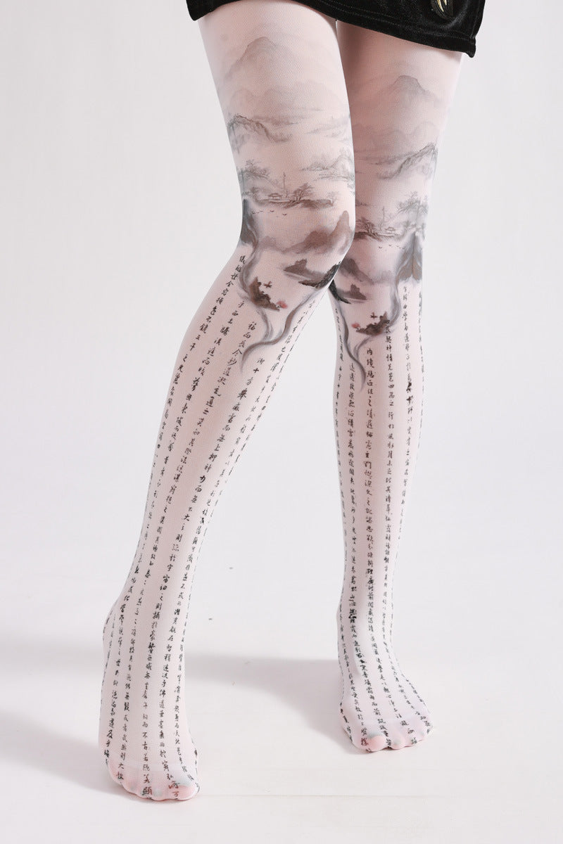 Chinese Style Painting Tights-Grainvity