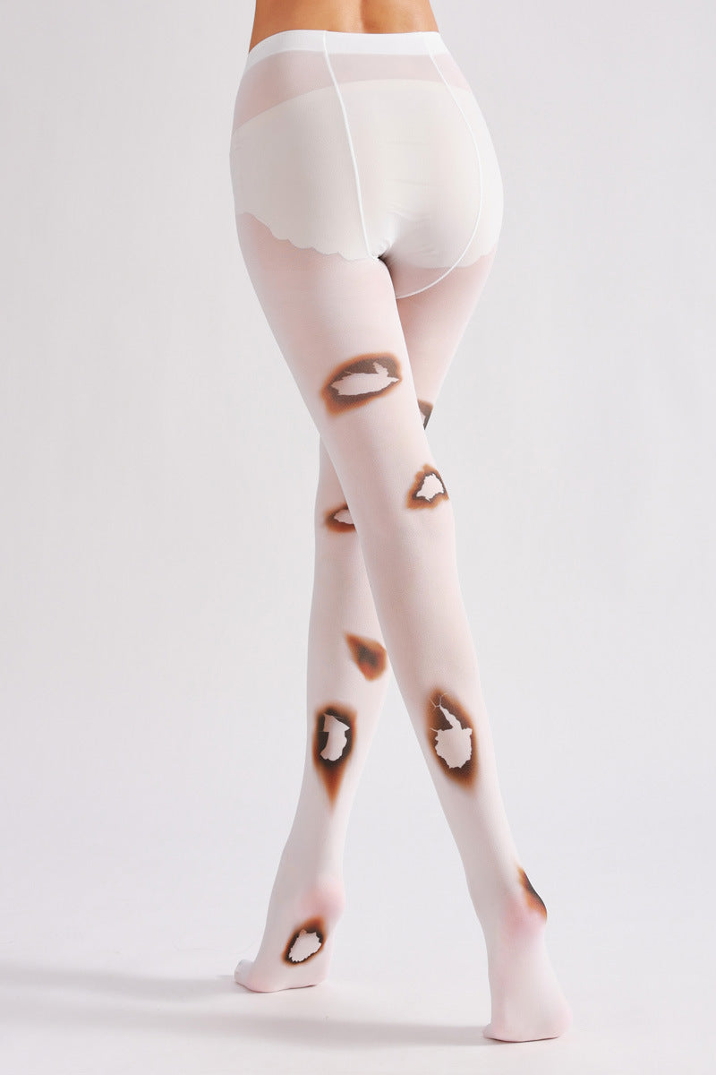 Fire Hole Printed Tights-Grainvity