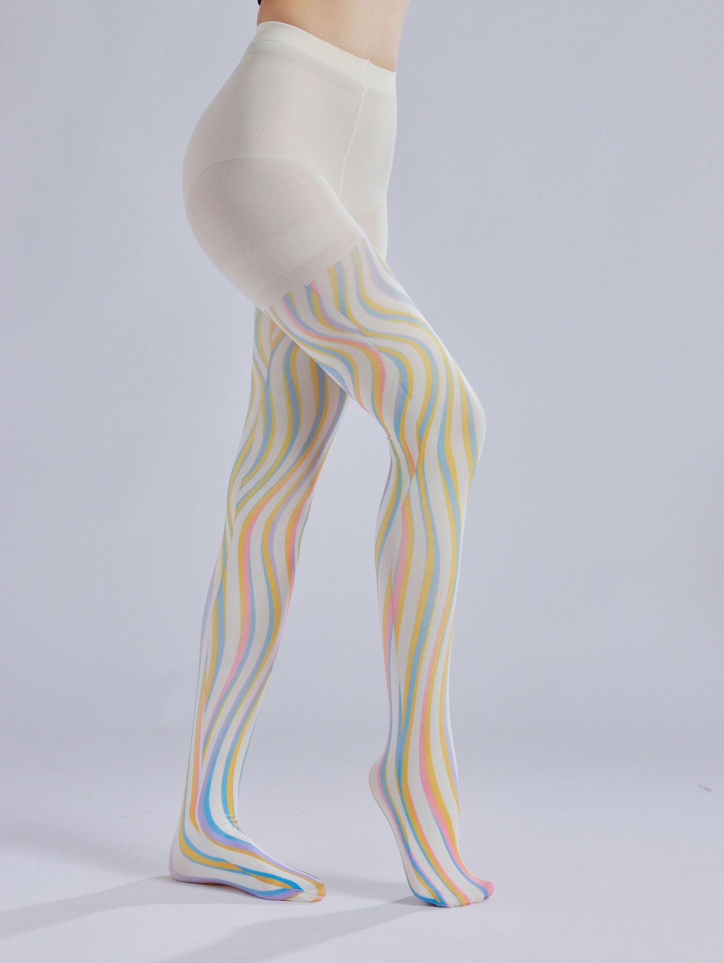 Color Wave Print Tights-Grainvity