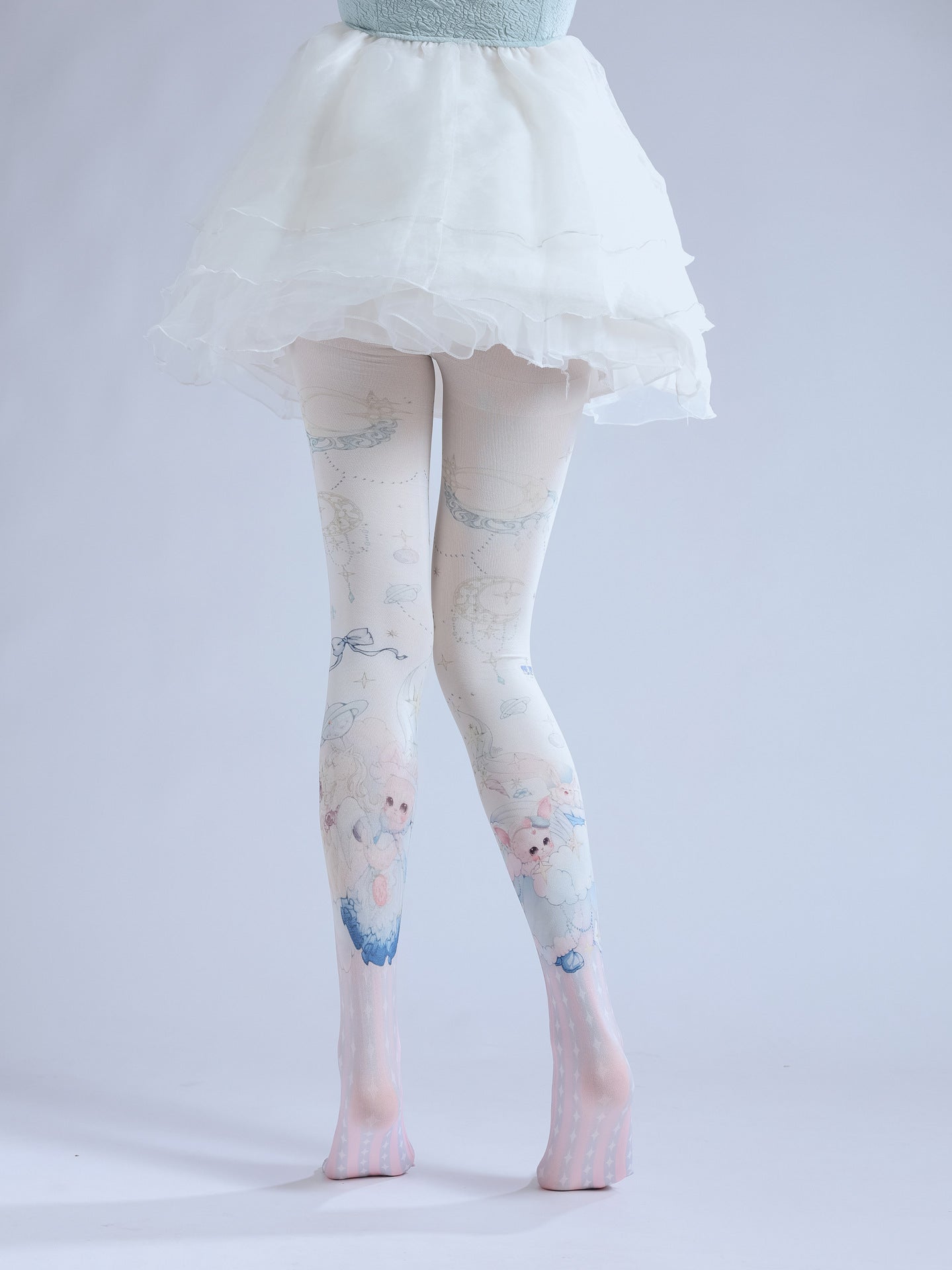 Japanese Lolita Women Tights Moon Print-Grainvity
