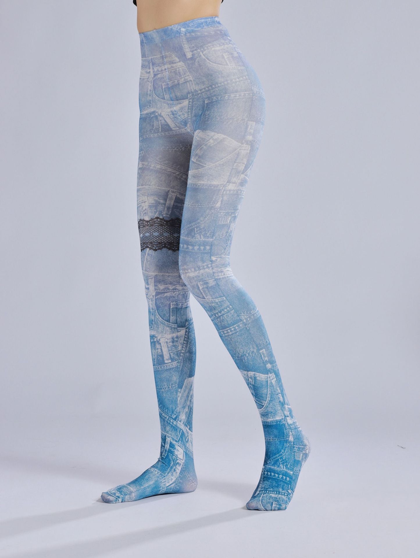 Vintage Jeans pattern Tights-Grainvity