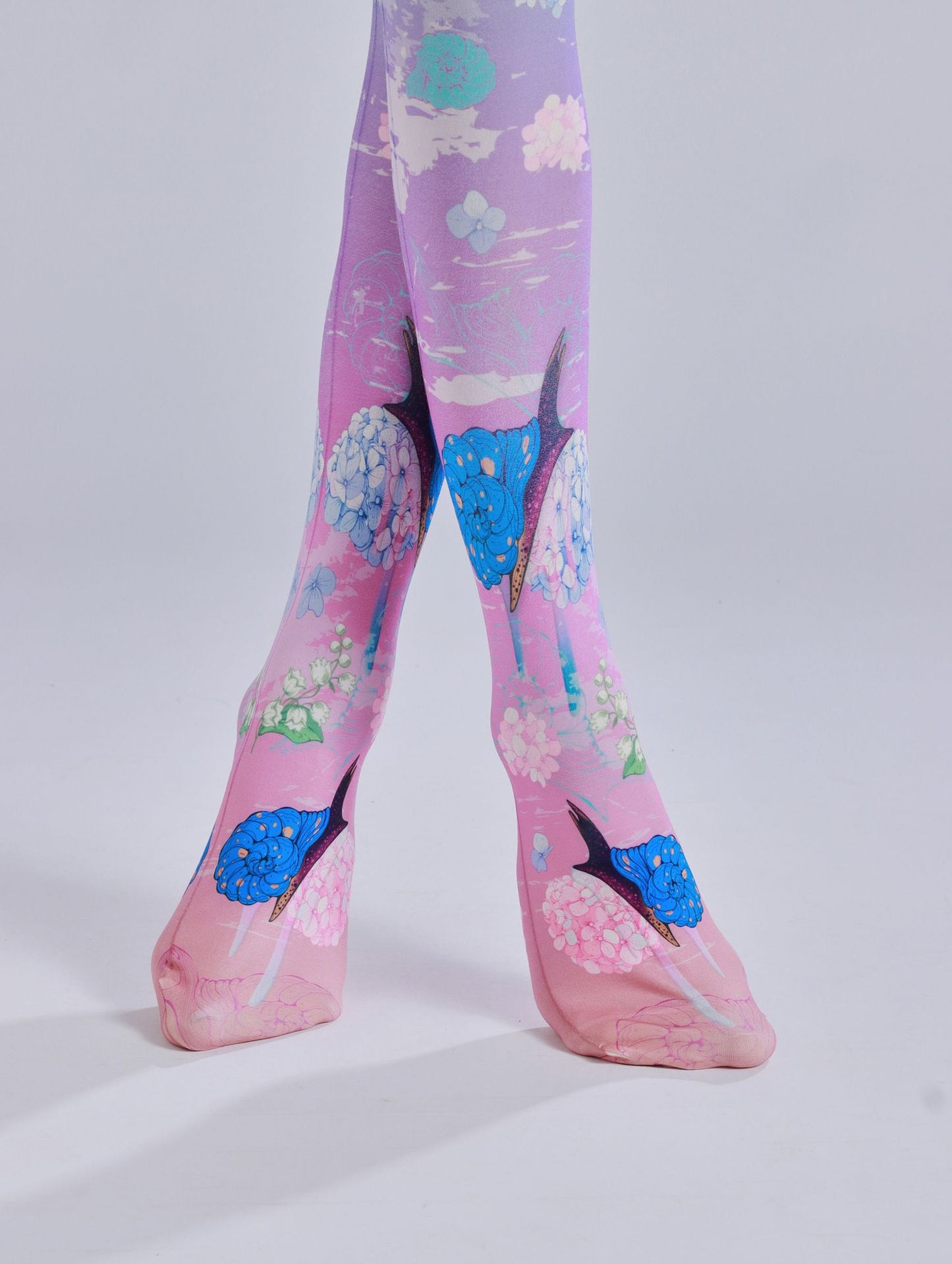 Hydrangea Floral Women Tights-Grainvity