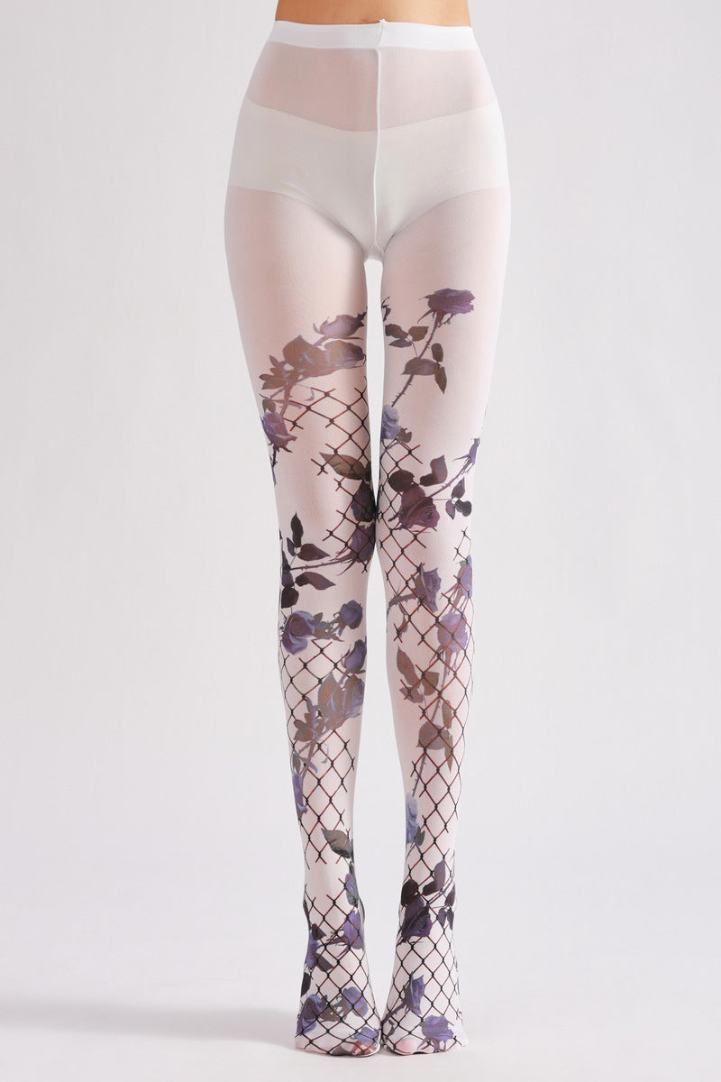 Gothic Dark Rose Tights-Grainvity