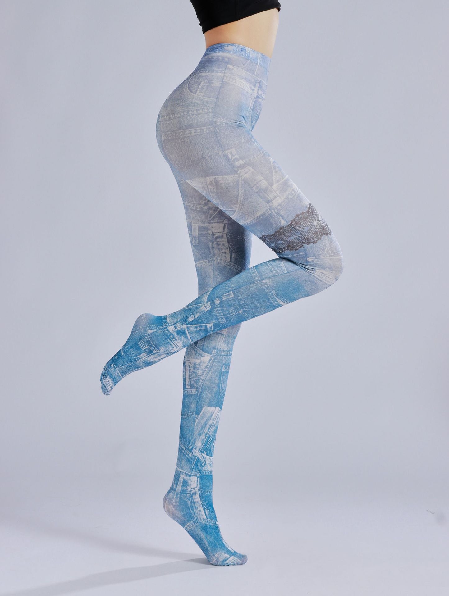 Vintage Jeans pattern Tights-Grainvity