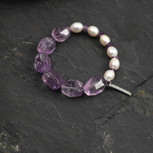 Oval Amethyst Pearl Bracelet