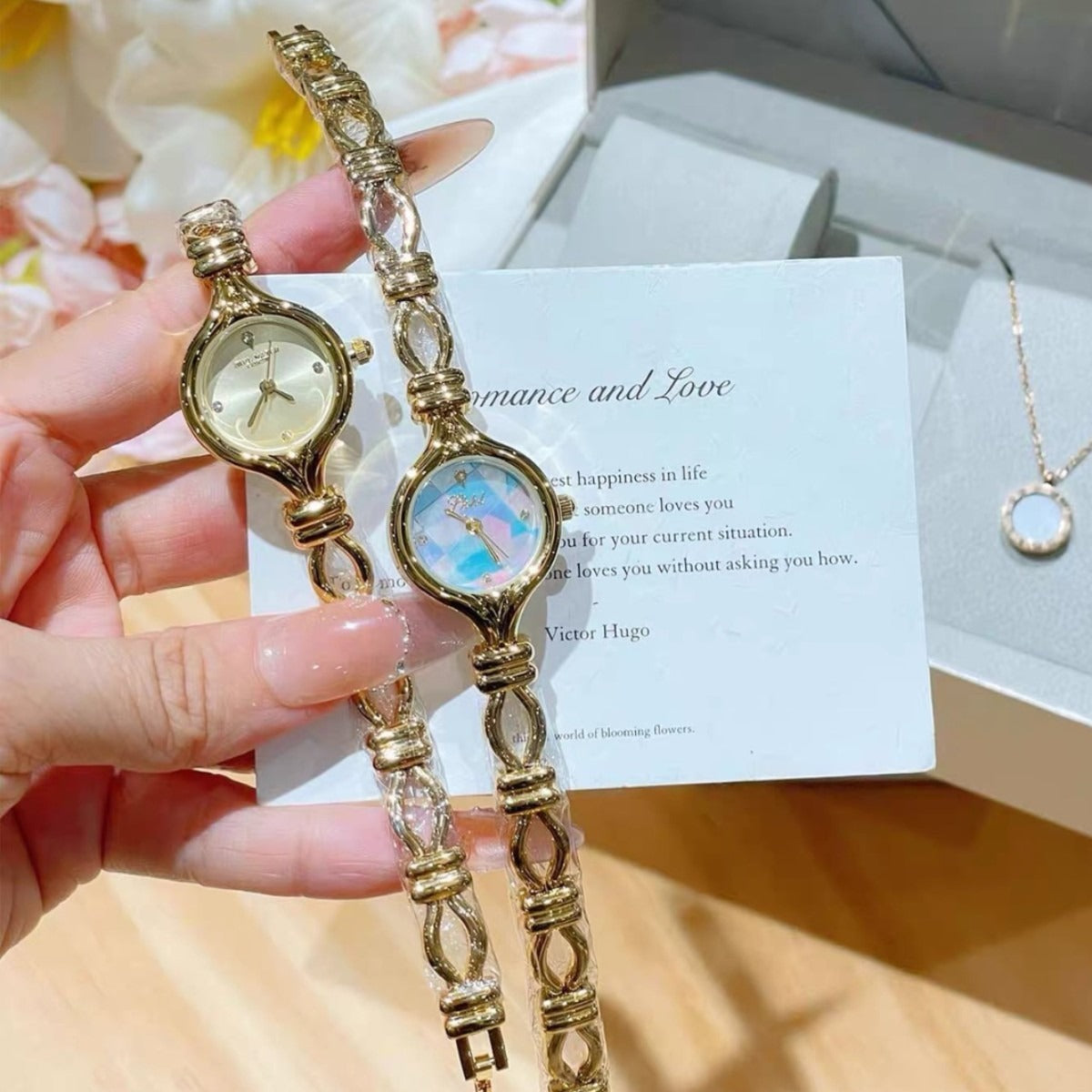 Pastel Mosaic Mother of Pearl Gold Women's Watch