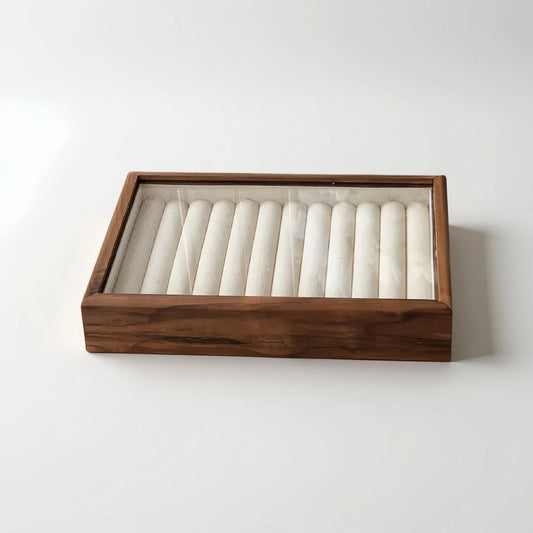 Walnut Sliding Jewelry Display Case