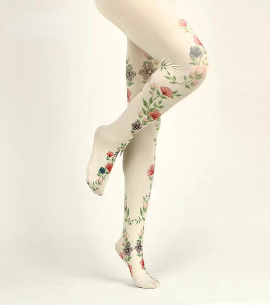 Opaque Floral Bride Tights with high elasticity and compression,shaping fit and ideal for weddings, parties, ethnic outfits, and street fashion