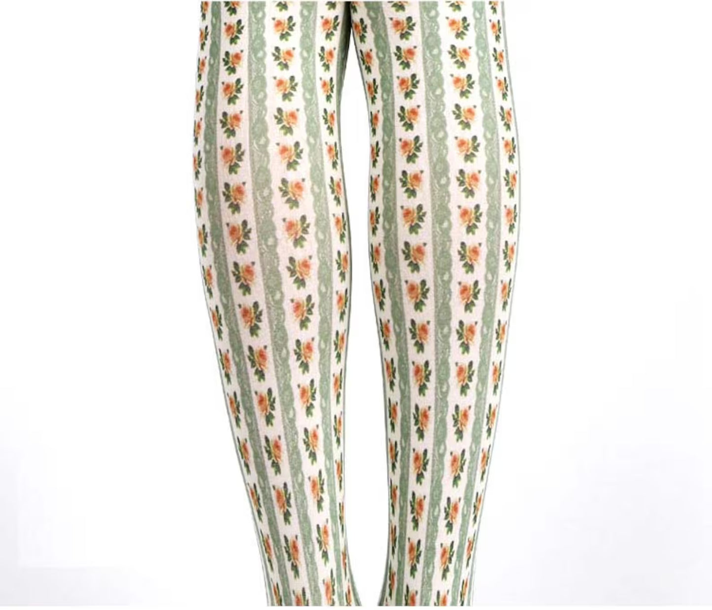 Green Cottage Floral Tights