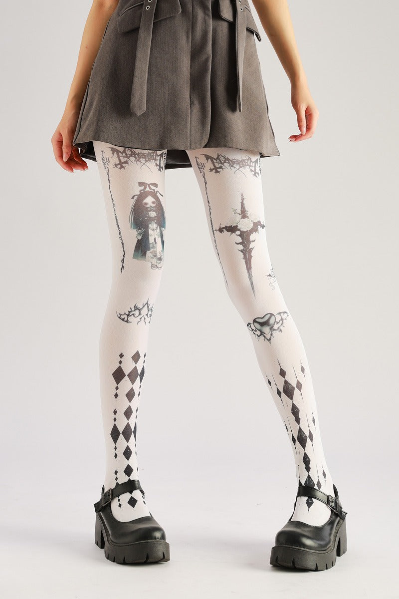 Dark Academia Women Tights with high elasticity, perfect for parties, cosplay, events, and street fashion