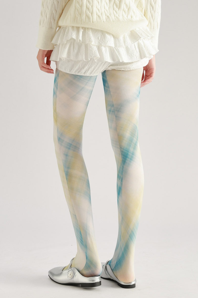 Gradient Plaid Women Tights Women's Fancy Dress Costume Accessories, Perfect for Parties, Office, Street Fashion, and Daily Wear