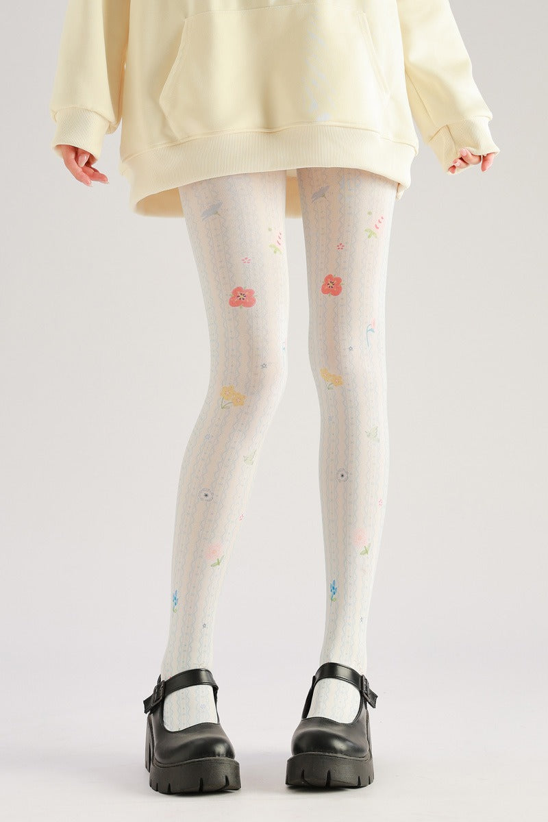 Lace Pattern Lolita Tights with high elasticity and shaping fit, suitable for events, cosplay, street style, and gifting girls at Christmas