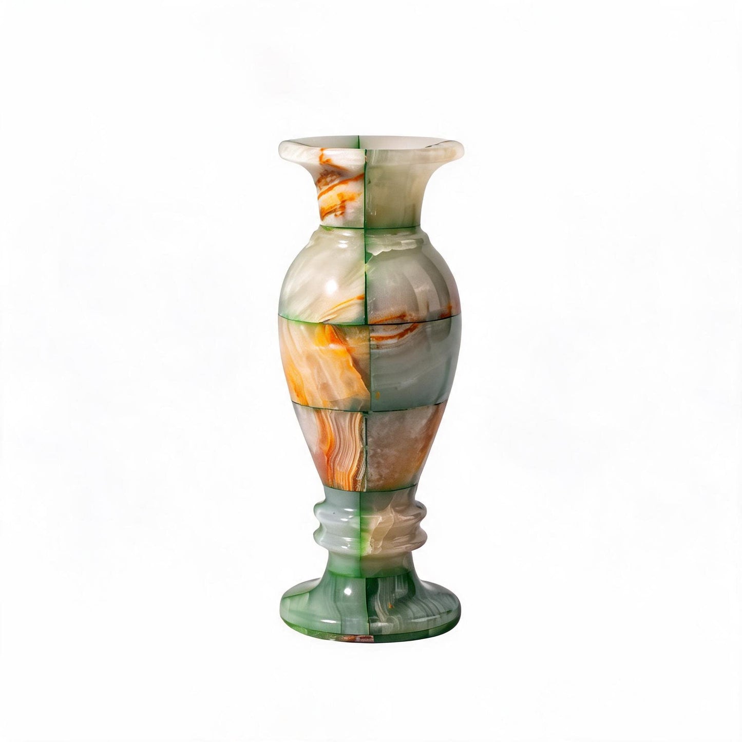 Natural Green Checkered Jade Vase-Grainvity