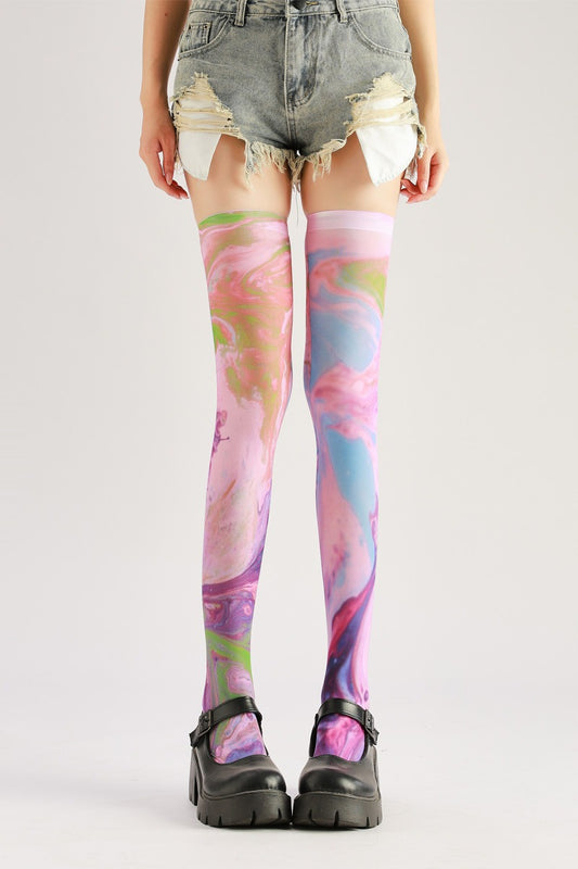 Pink Knee High Tights Women's Fancy Dress Costume Accessories, Perfect for Parties, Office, Street Fashion, and Daily Wear