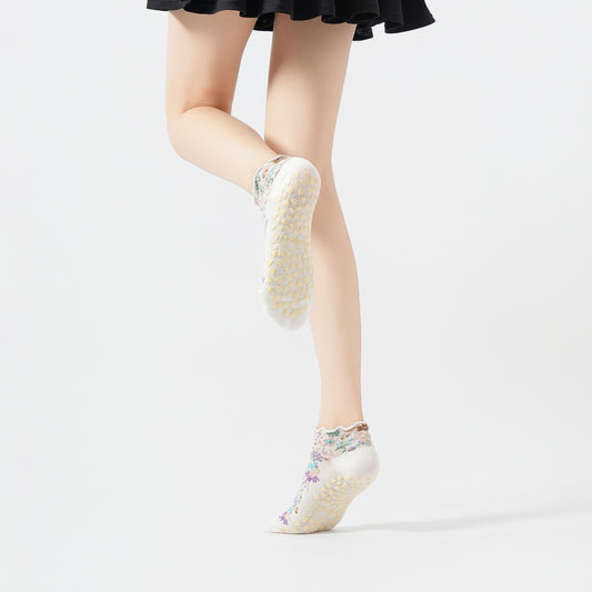 Retro Floral Yoga Socks-Grainvity