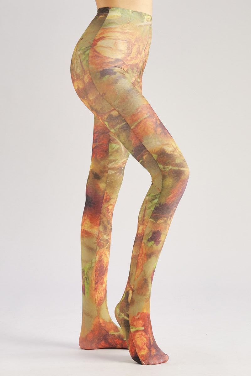 Floral Oil Painting Tights with high elasticity and compression,shaping fit and ideal for weddings, parties, ethnic outfits, and street fashion