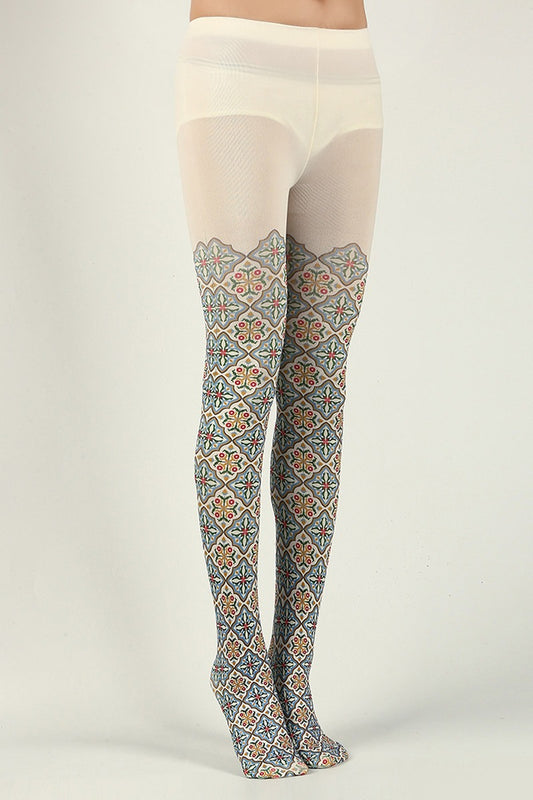 Victorian Retro Patterned Tights with high elasticity and compression,shaping fit and ideal for weddings, parties, ethnic outfits, and street fashion