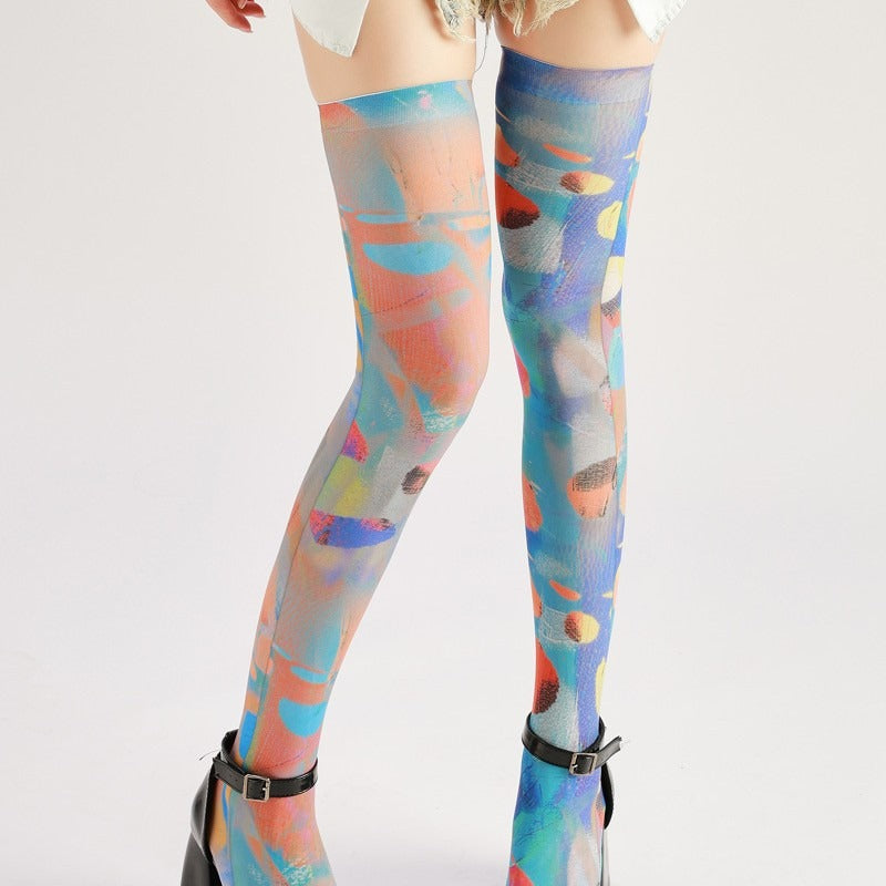 Color Knee High Tights Women's Fancy Dress Costume Accessories, Perfect for Parties, Office, Street Fashion, and Daily Wear