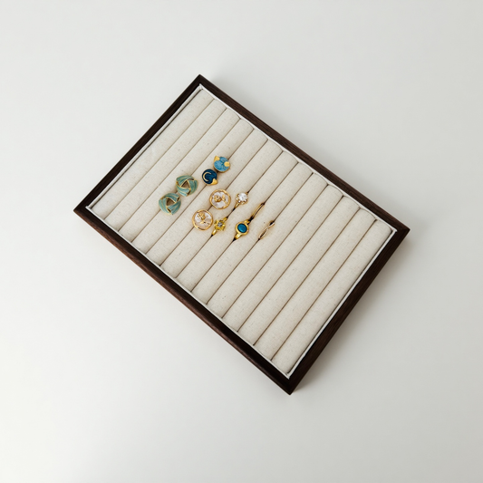 wood ring and earring display tray