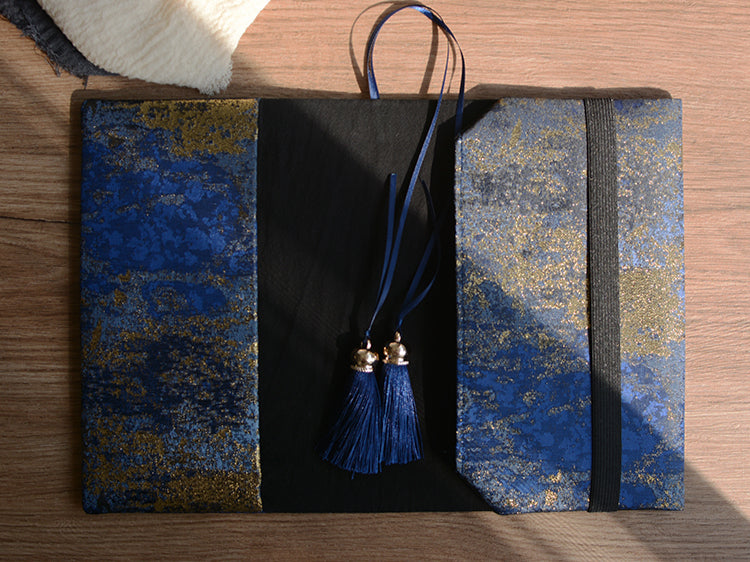 Fabric Notebook / Book Cover Dark Blue