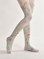 Vintage Cake Pattern Tights with high elasticity and compression,shaping fit and ideal for weddings, parties, ethnic outfits, and street fashion