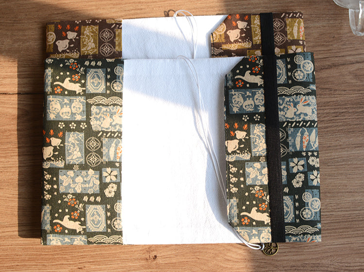 Vintage Classic Fabric Notebook / Book Protector Brown