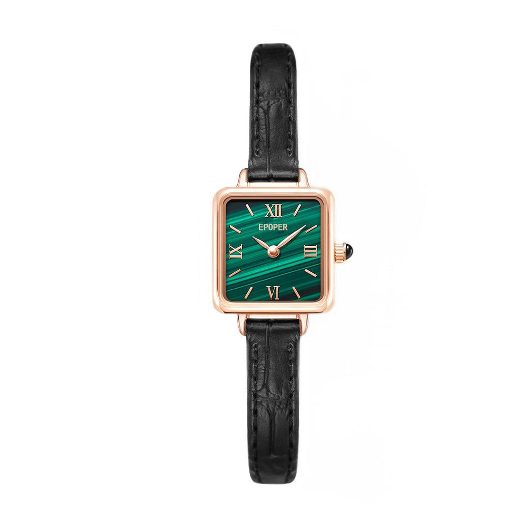Small Square Face Watch Genuine Leather Strap