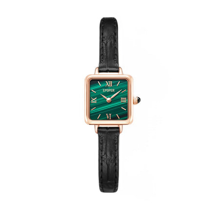 Small Square Face Watch Genuine Leather Strap