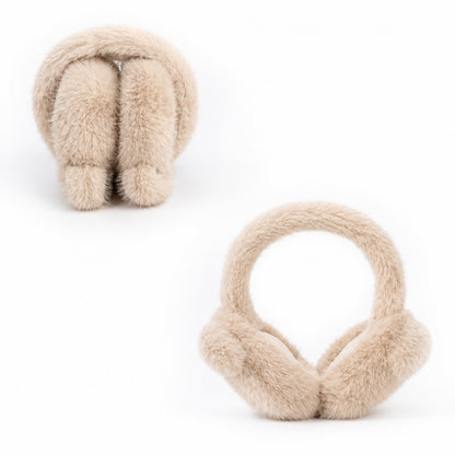 Camel bear earmuffs shown folded and open