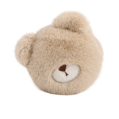Camel plush bear earmuff with embroidered nose
