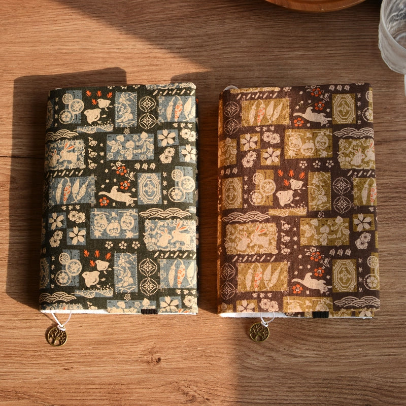 Vintage Classic Fabric Notebook / Book Protector Brown