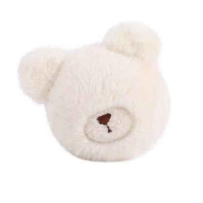 White plush bear earmuff with embroidered nose