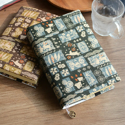 Vintage Classic Fabric Notebook / Book Protector Brown