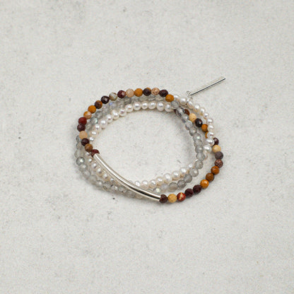 Amber Pearl Three-layer Silver Bracelet