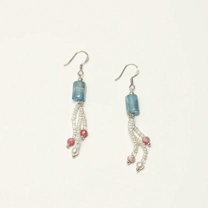 Aquamarine Pearl Drop Earrings