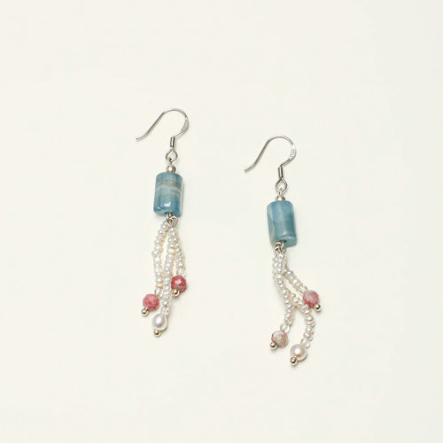 Aquamarine Pearl Drop Earrings